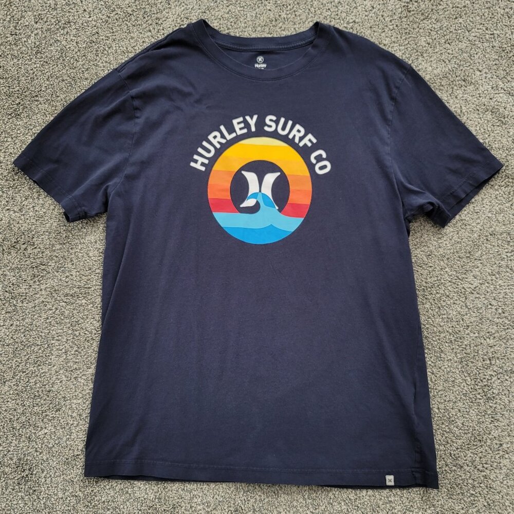 Hurley Men's Short Sleeve 100% Cotton Graphic Tee Classic Fit Blue Large